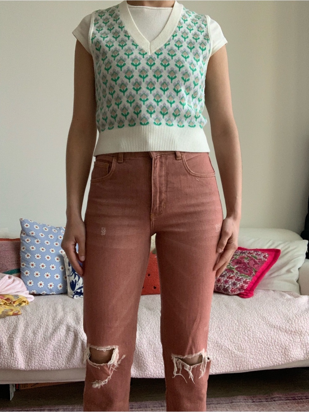 Anthropologie Rust Pink High-Rise Straight-Leg Jeans